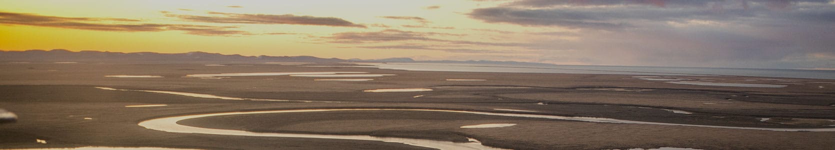 Sunset with Alaskan mountain view.